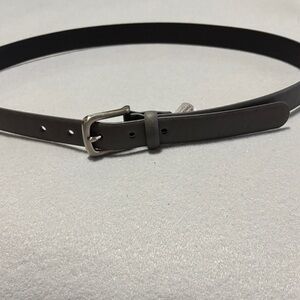 Sleek Gray Leather Belt for Women